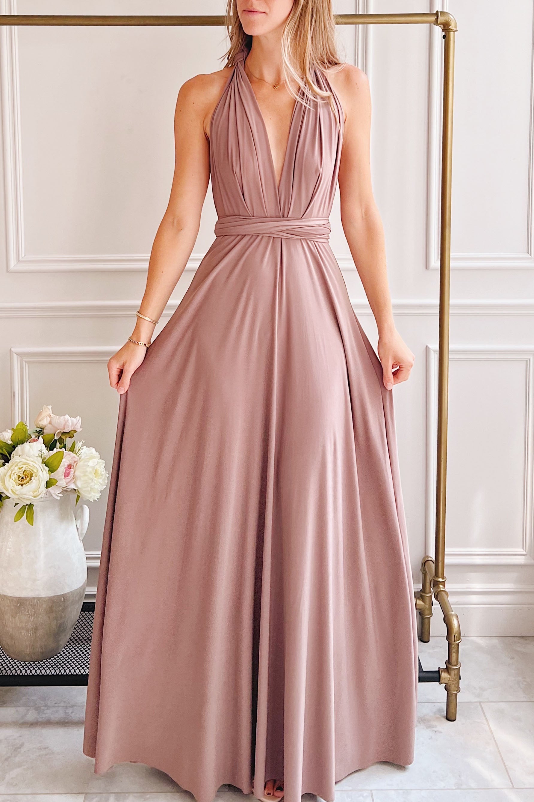 Violaine Taupe | Convertible Maxi Dress