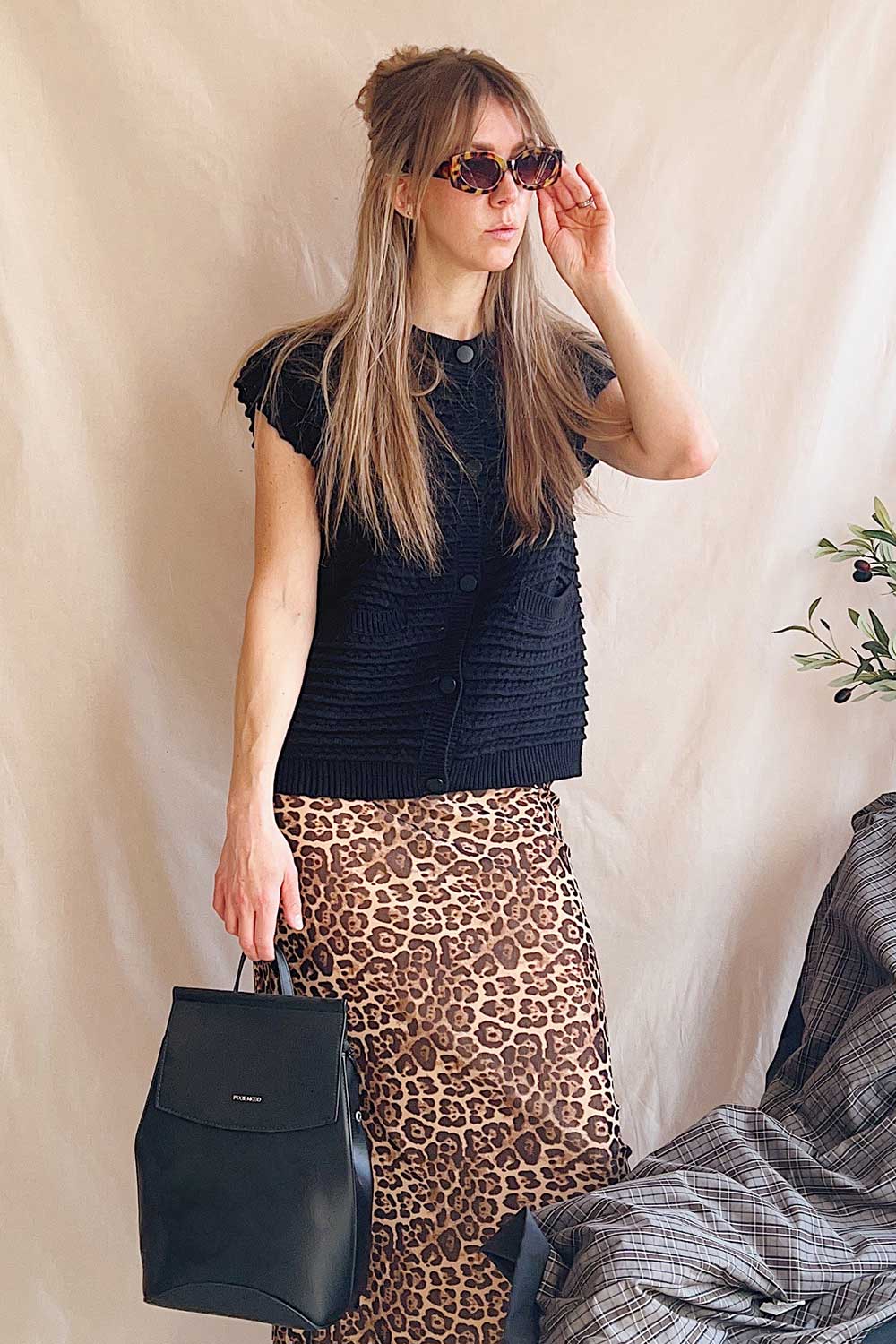 Eisen | Oversized Sleeveless Black Vest Boutique 1861 on model