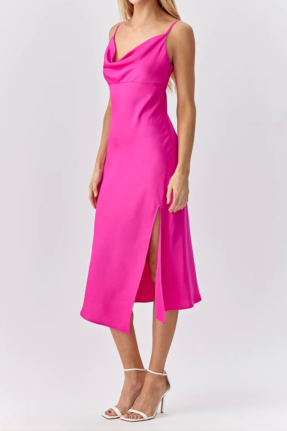 Octavia Midi Fuchsia Slip Dress | Boutique 1861 Rollover Front