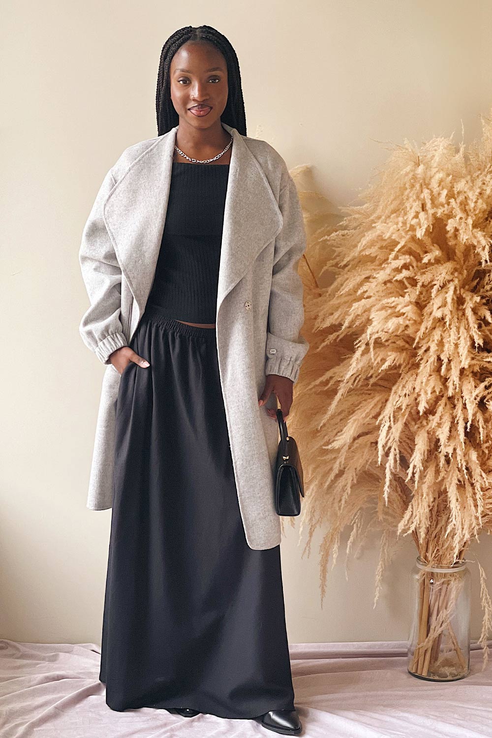 Souzie Grey | Oversized Wool Coat on model boutique 1861
