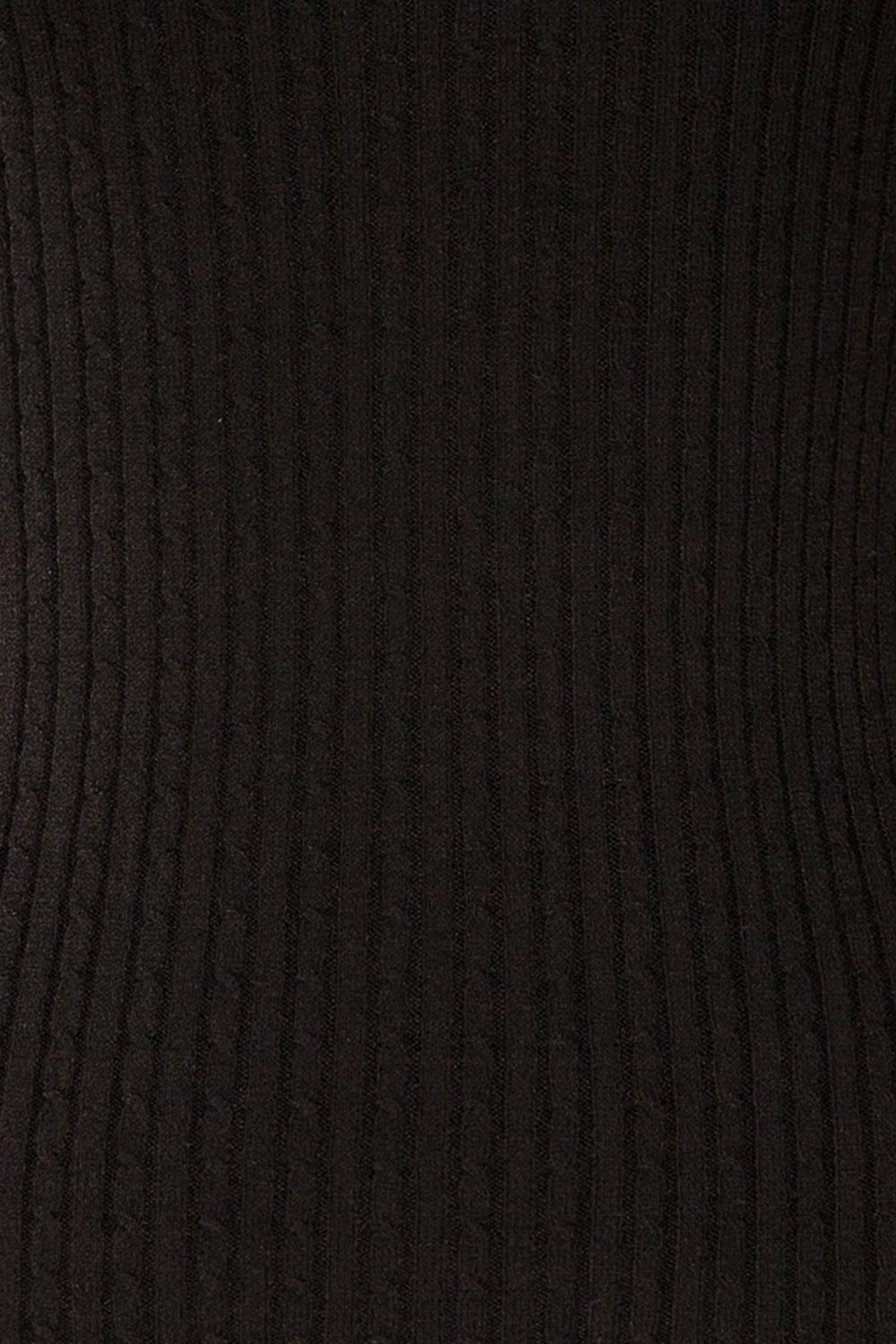 Sambir Black Mock Neck Ribbed Fitted Top | La petite garçonne fabric