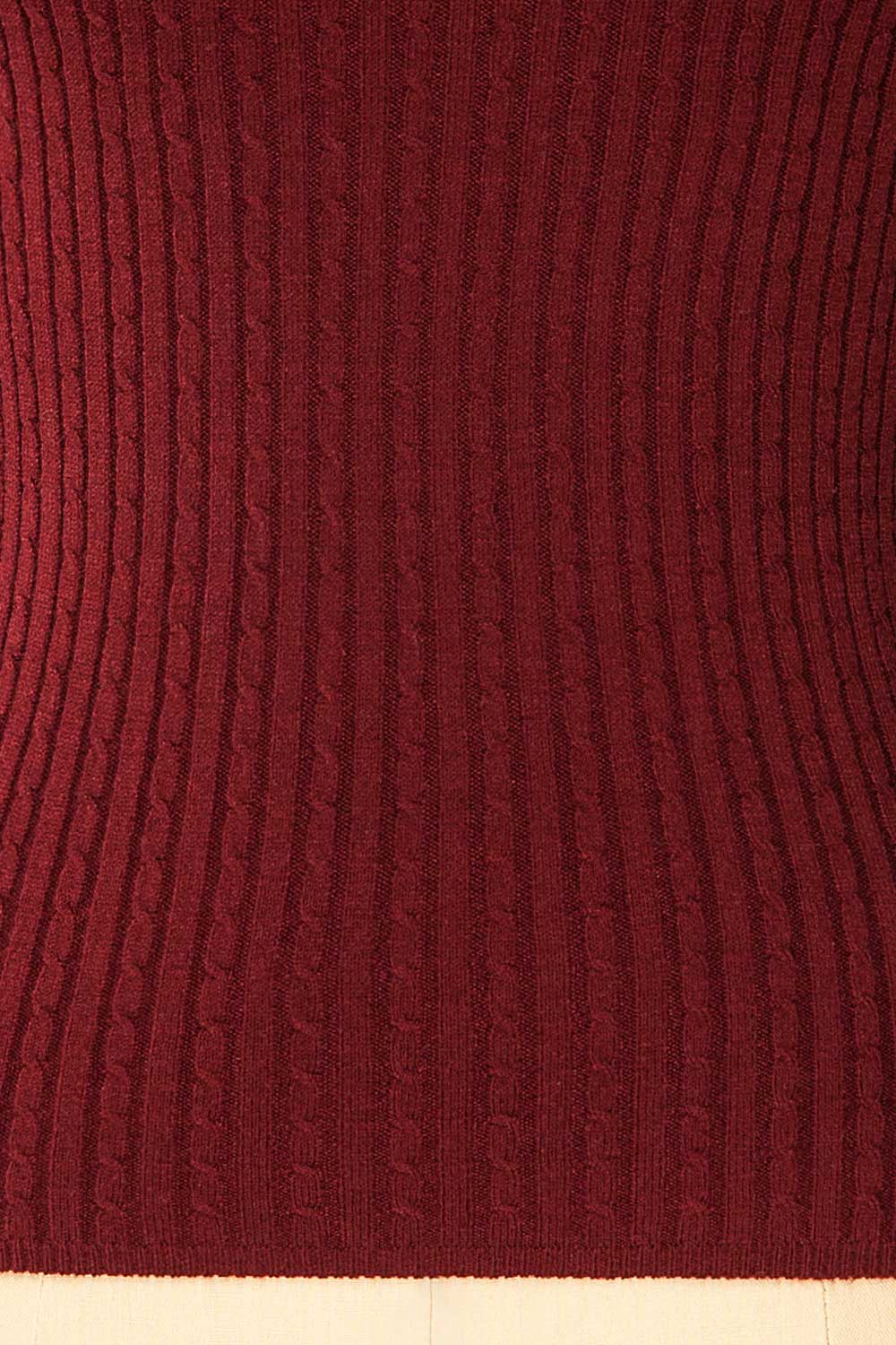 Sambir Burgundy Mock Neck Ribbed Fitted Top | La petite garçonne fabric