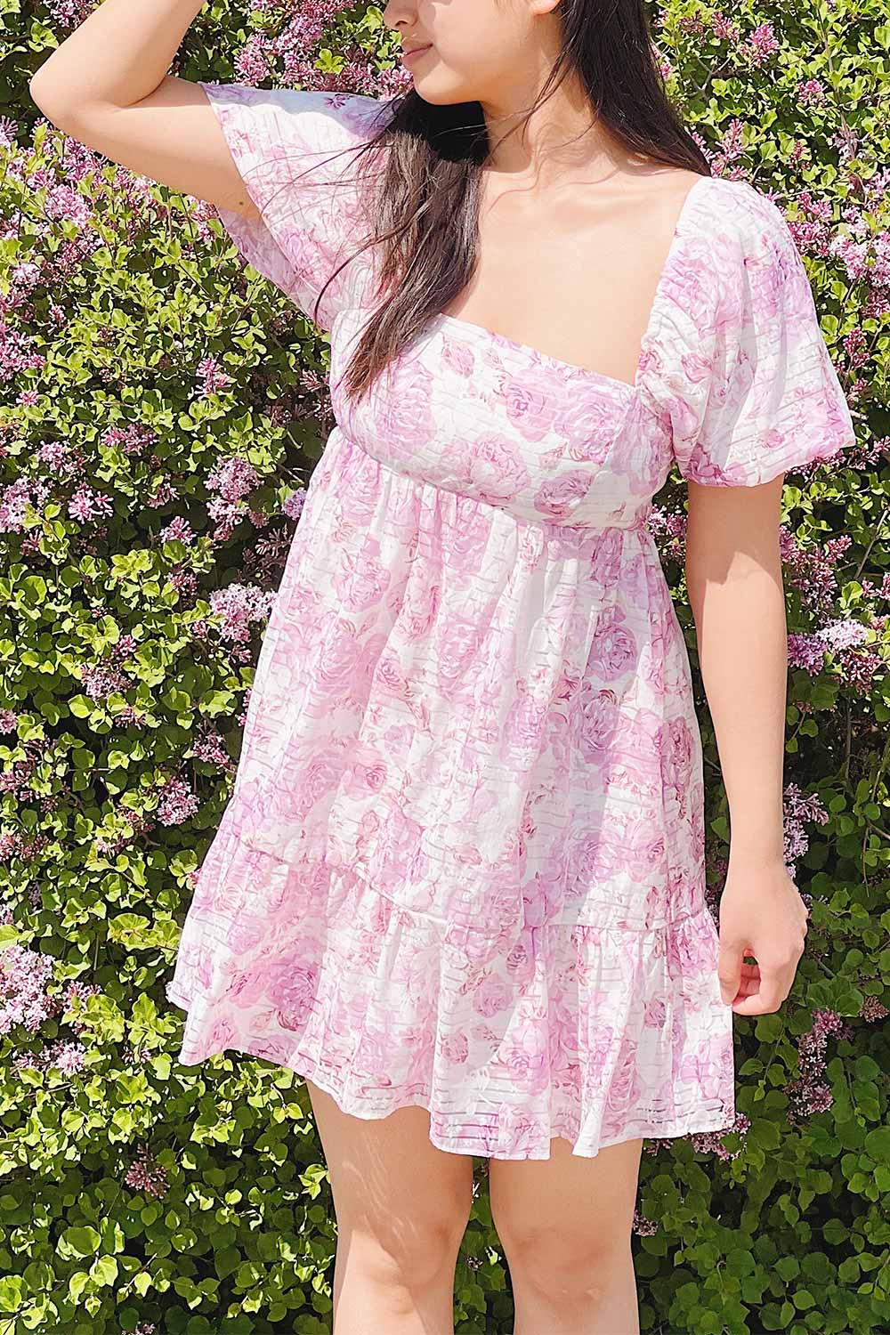 Satenn Short Floral Babydoll Dress | Boutique 1861 on model