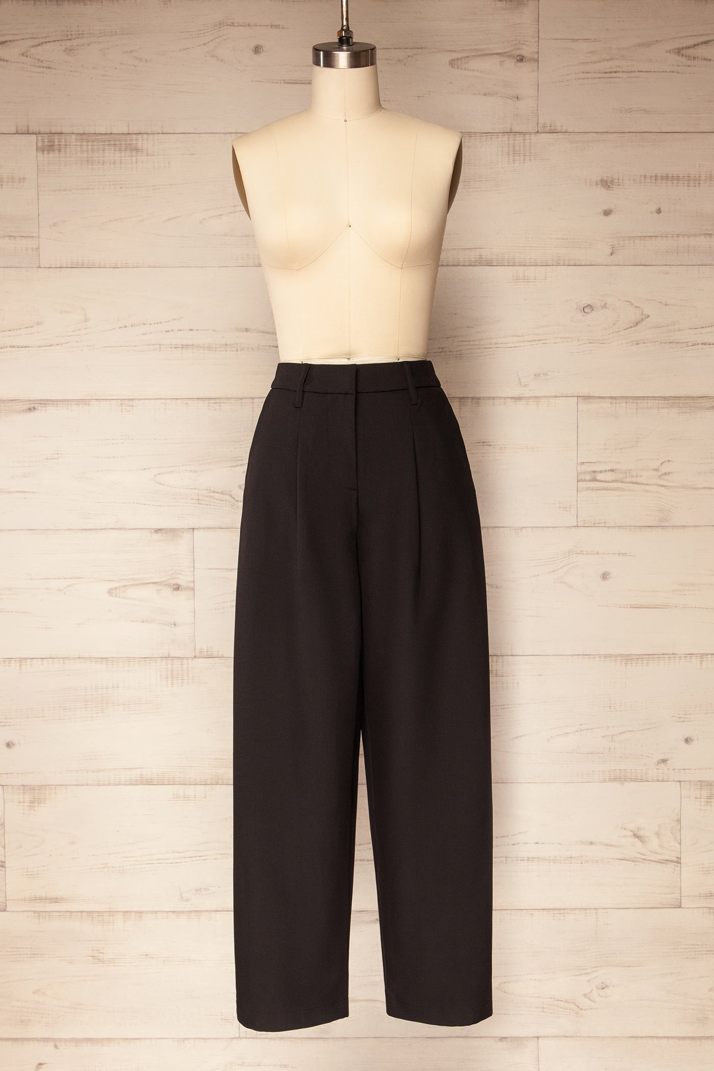 Satna Black Barrel Legs Trousers | La petite garçonne front