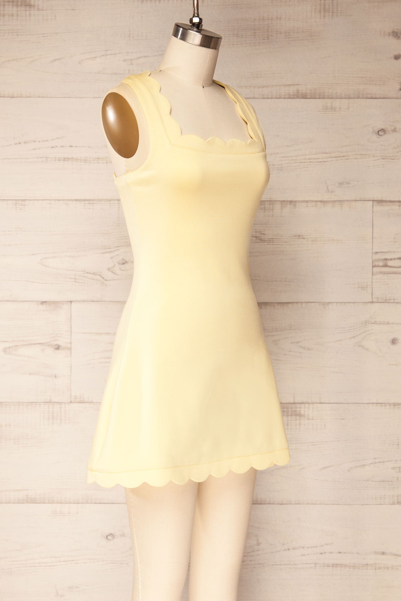 Sirsa Light Yellow A-Line Mini Dress with Built-In Shorts | La petite garçonne side view