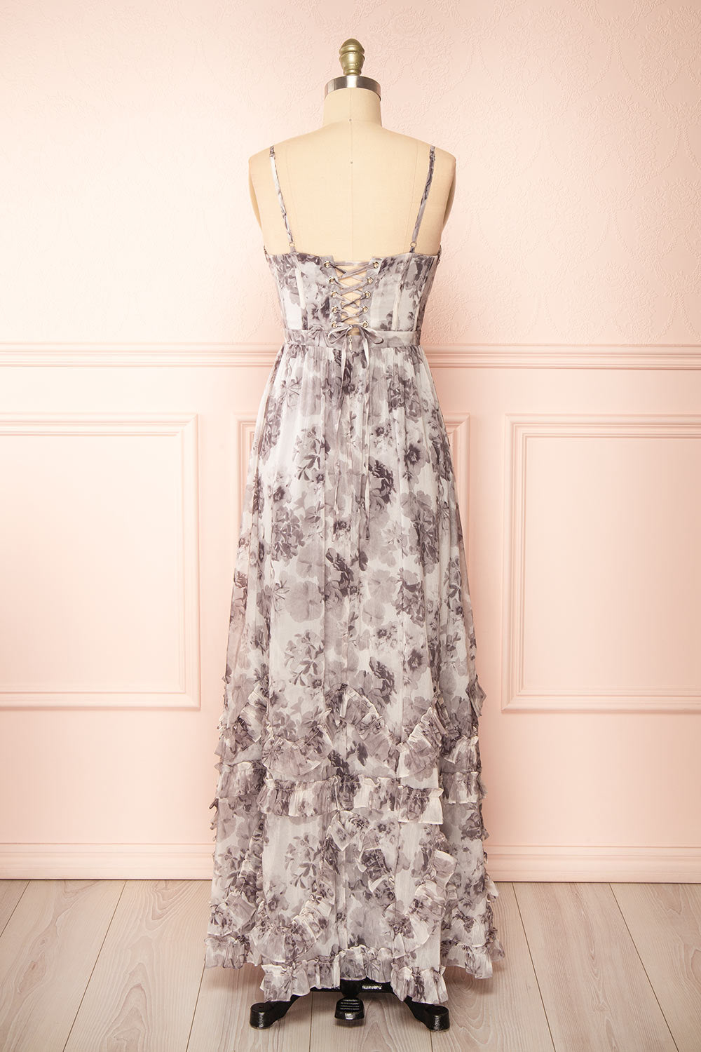 Sorrellia Grey Bustier Floral Maxi Dress | Boutique 1861 back view