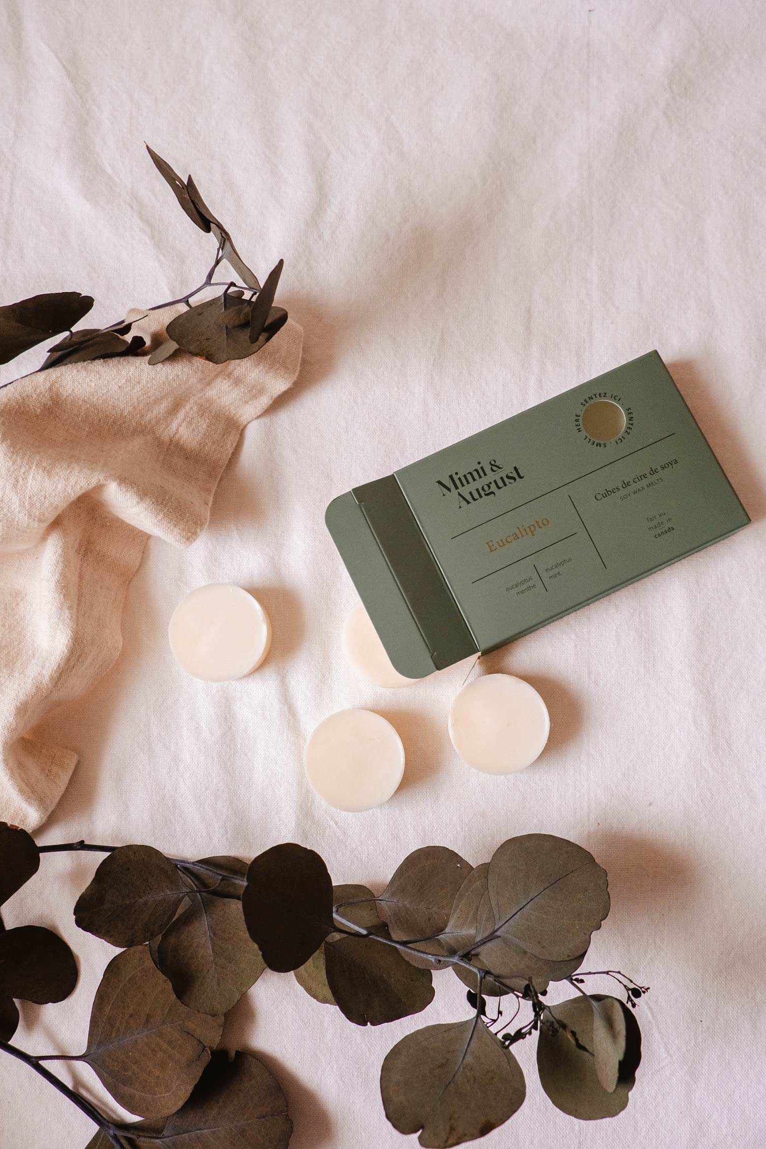 top lifestyle view of Eucalipto Soy Wax Melts at Maison garçonne