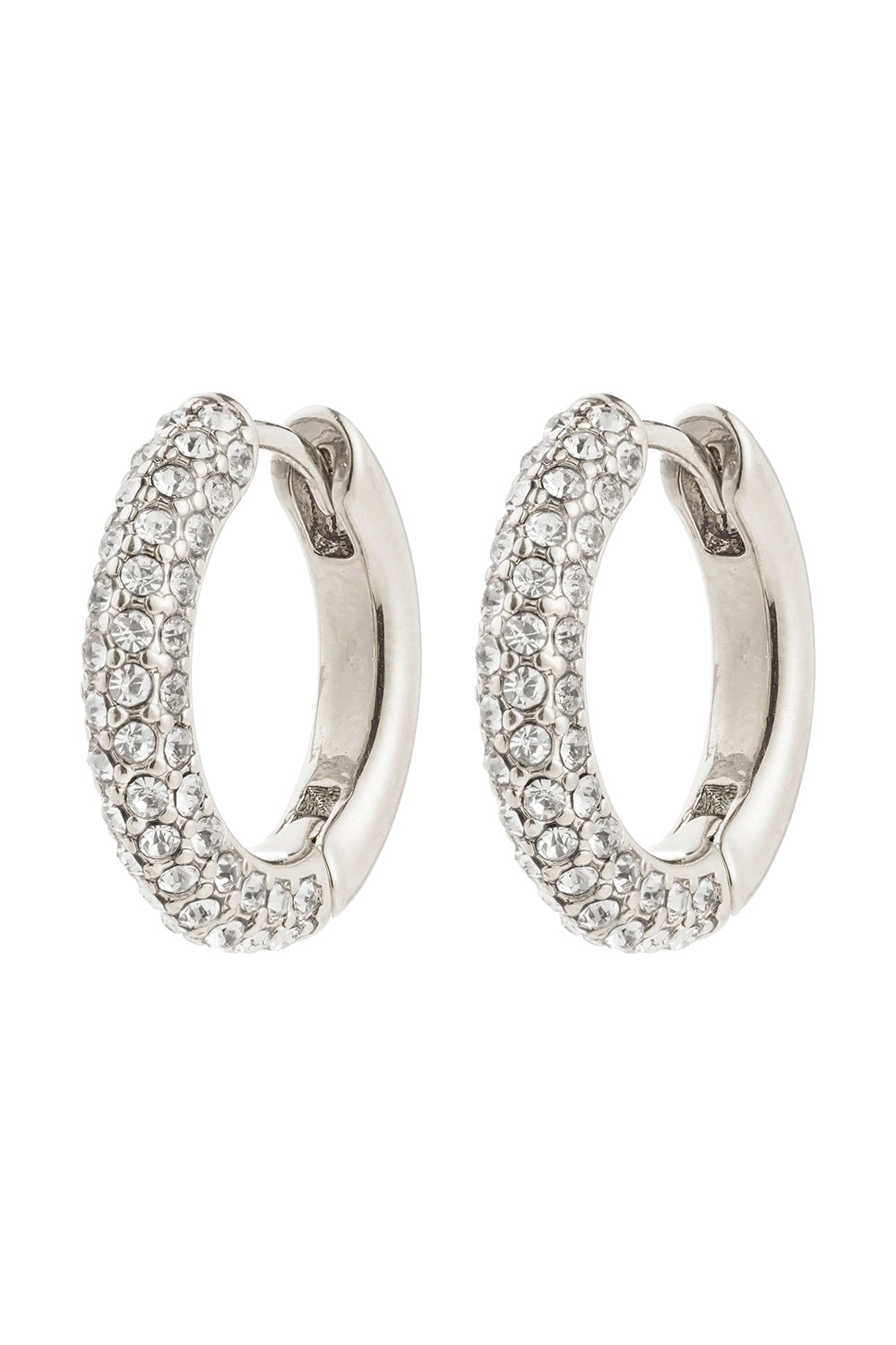 Tatum Silver Hoop Earrings with Crystals Pilgrim | La petite garçonne