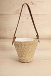 Frontview of Tazza Woven Straw Crossbody Bag at la petite garçonne