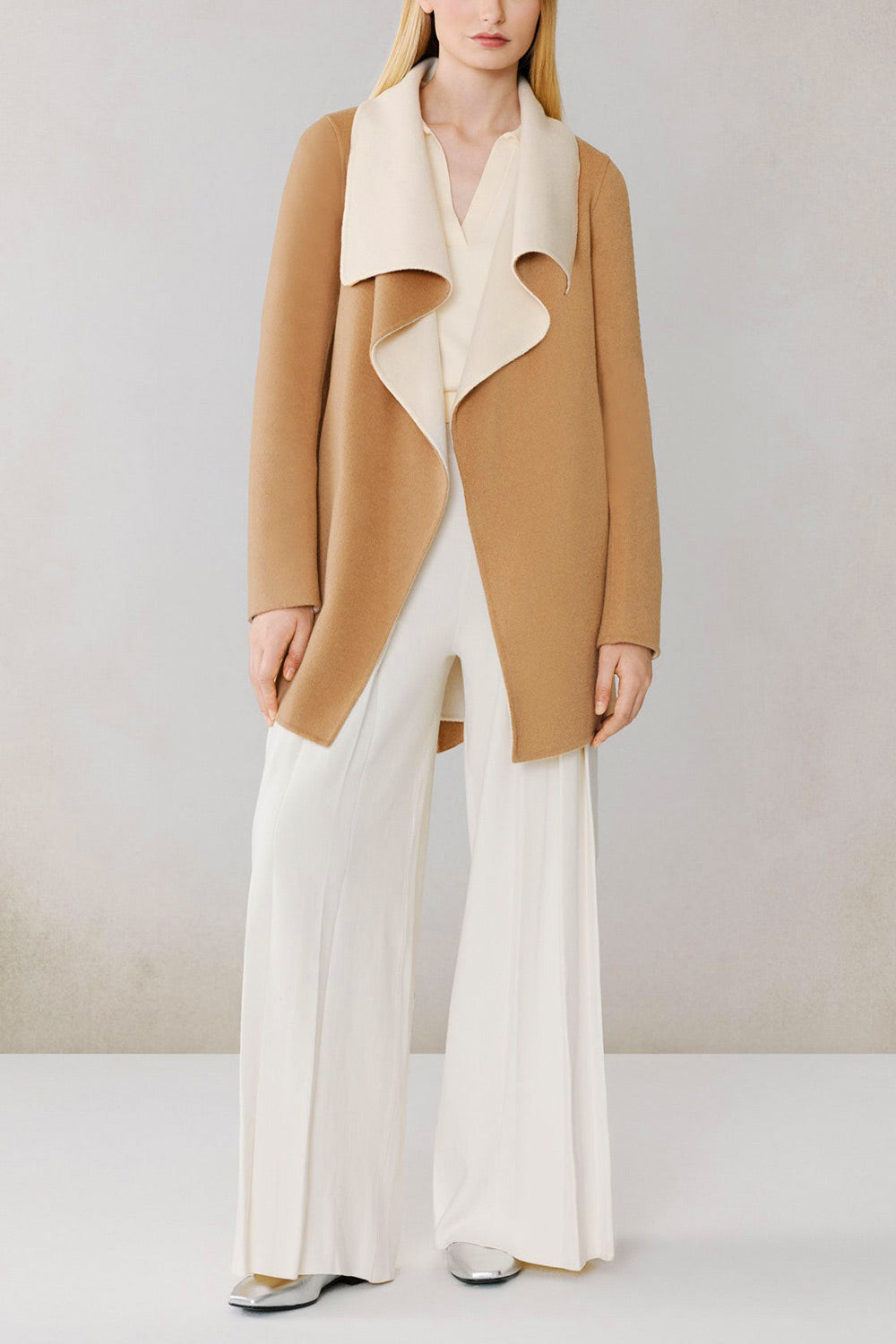 Treviso Two-Tone Wool Coat | La petite garçonne front model