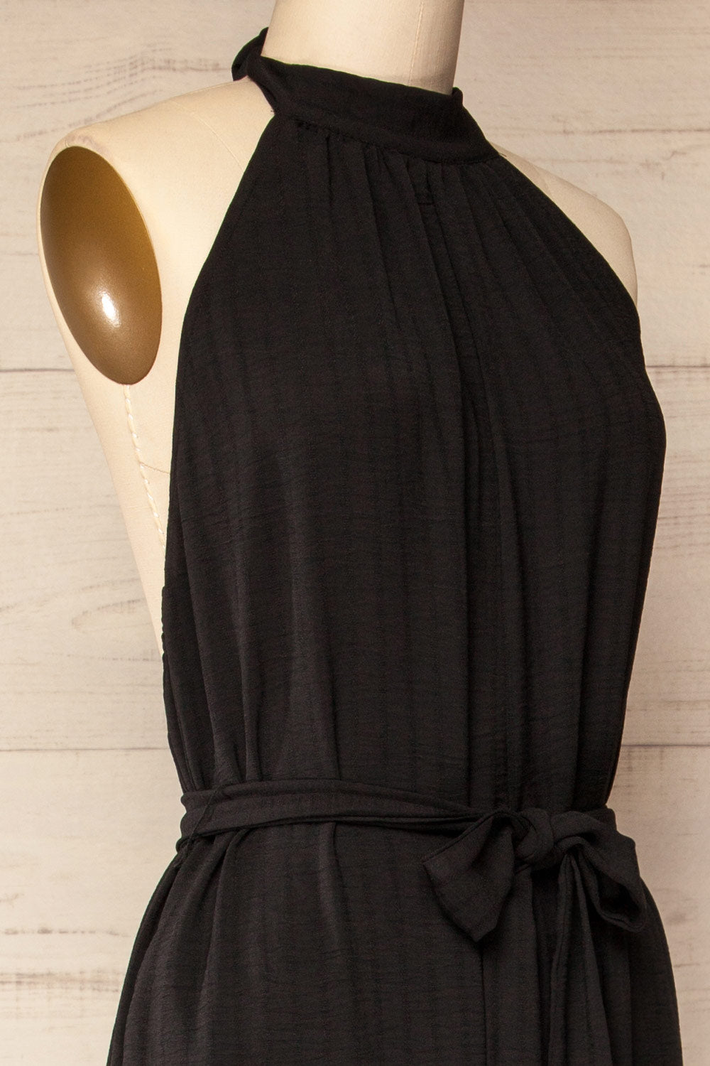 Tashkent Black Halter Jumpsuit | La petite garçonne side close-up