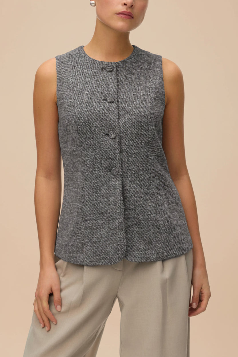 Vellore Grey | Tailored Buttoned Vest