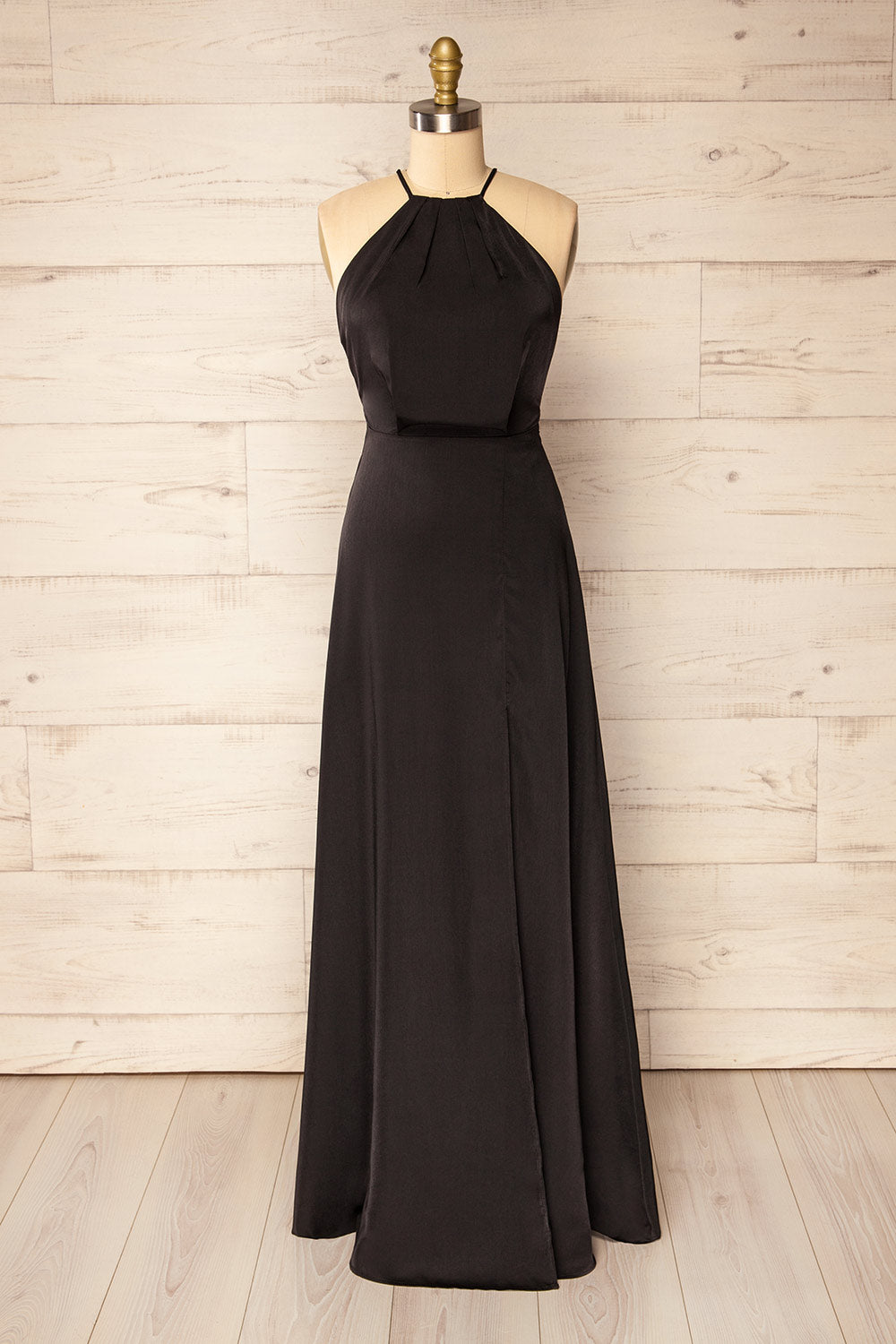 Versailles Black Maxi Dress w/ Laced Back | La petite garçonne front view
