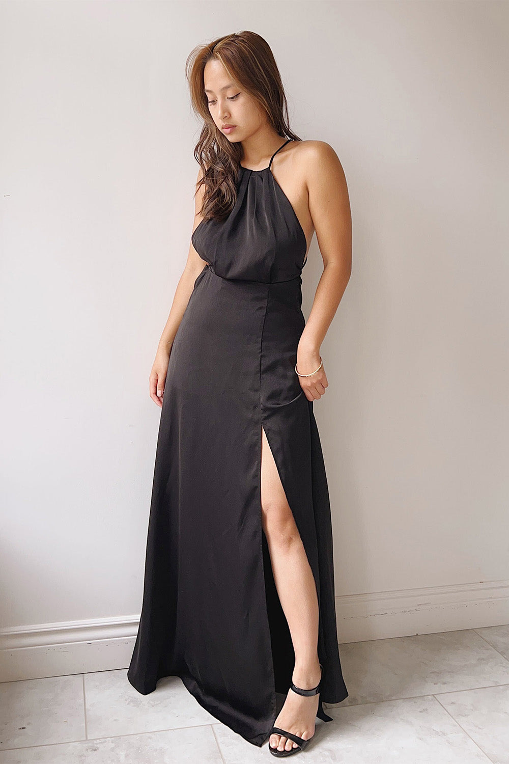 Versailles Black Maxi Dress w/ Laced Back | La petite garçonne on model