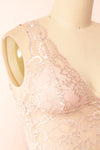Zerline Pink Floral Lace Bralette w/ Silver Detailing | Boutique 1861 side close-up