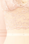 Zerline Pink Floral Lace Bralette w/ Silver Detailing | Boutique 1861 bottom