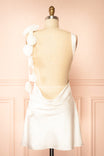 Abdela Ivory Satin Short Dress with Low Open Back | Boudoir 1861 back