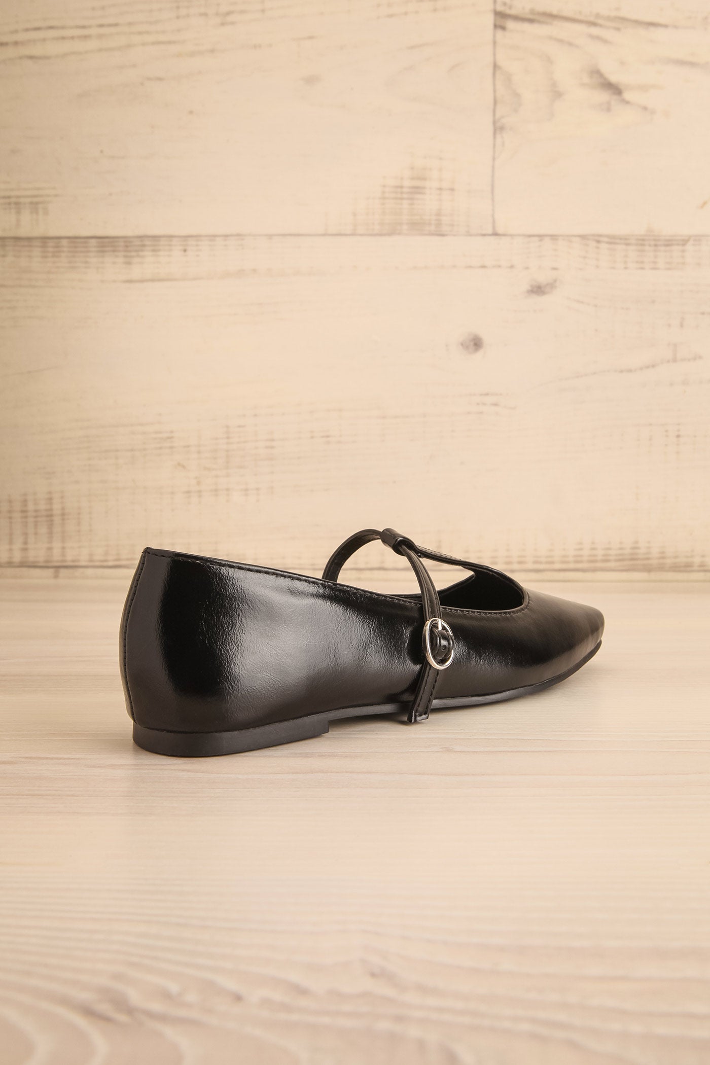 Abeona Black Ballet Flats Shoes with T-Strap | La petite garçonne back