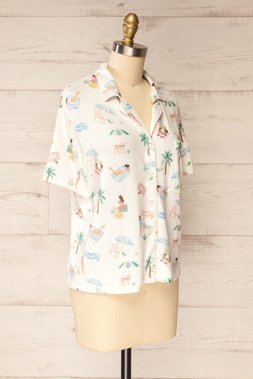 Abomey Button-up Top w/ Beach Print | La petite garçonne side view