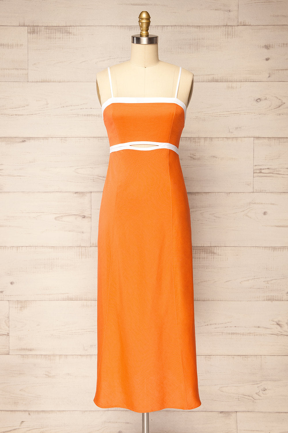 Acapulco Long Orange A-Line Dress | La petite garçonne front view