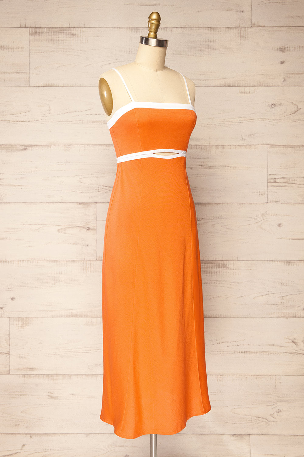 Acapulco Long Orange A-Line Dress | La petite garçonne side view