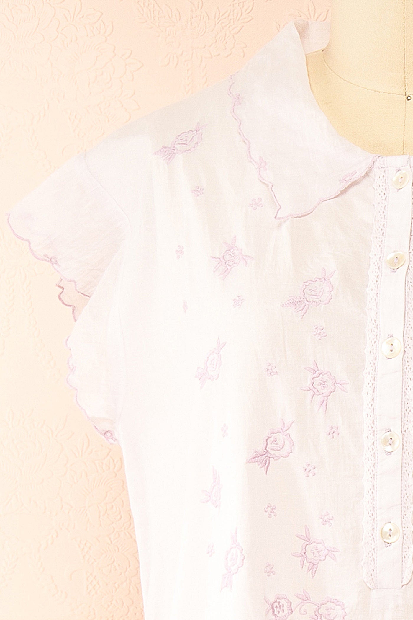 Acelita Lavender Floral Embroidered Midi Nightgown | Boutique 1861