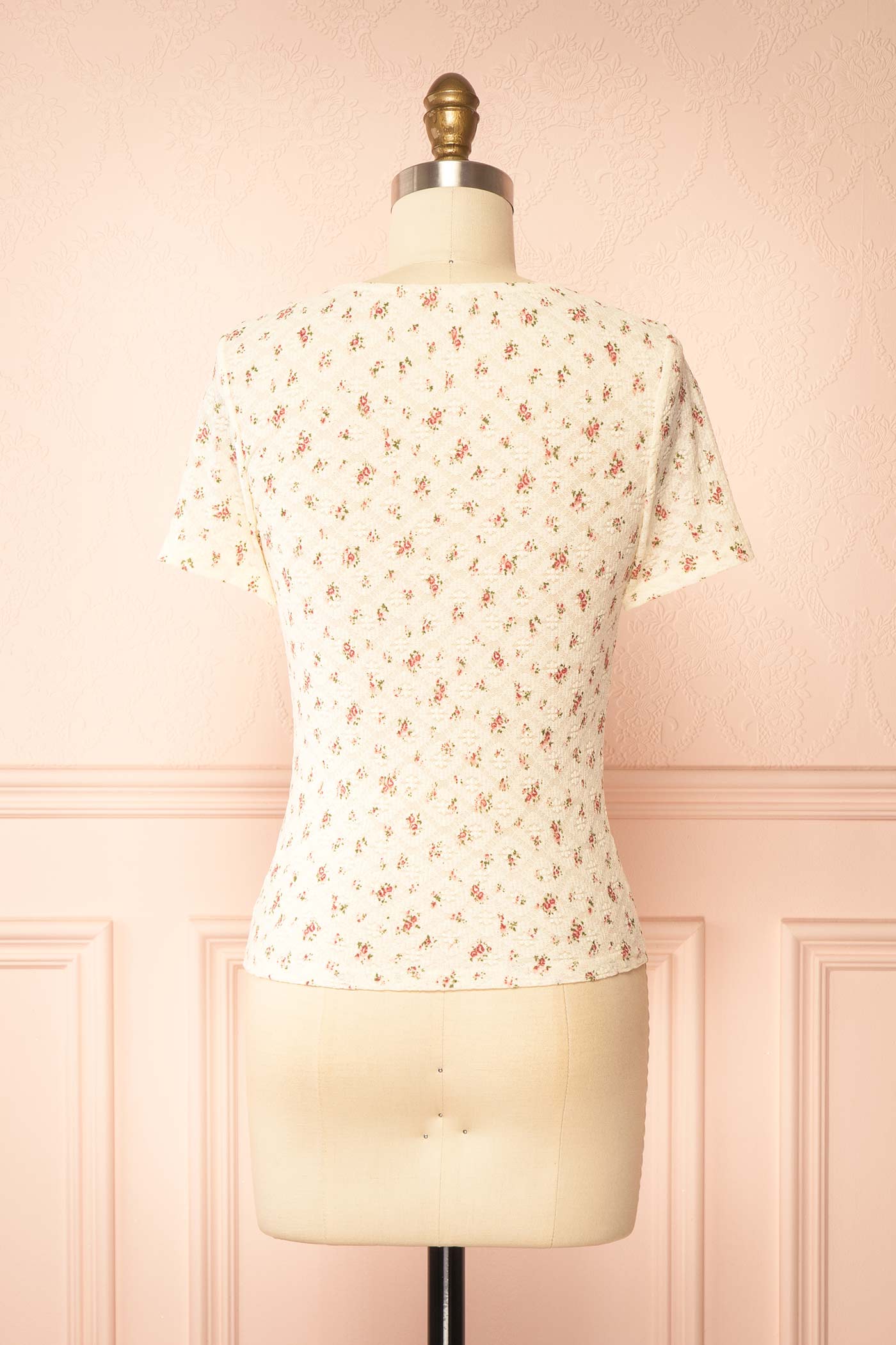 Adalba | Ivory Floral Textured T-Shirt