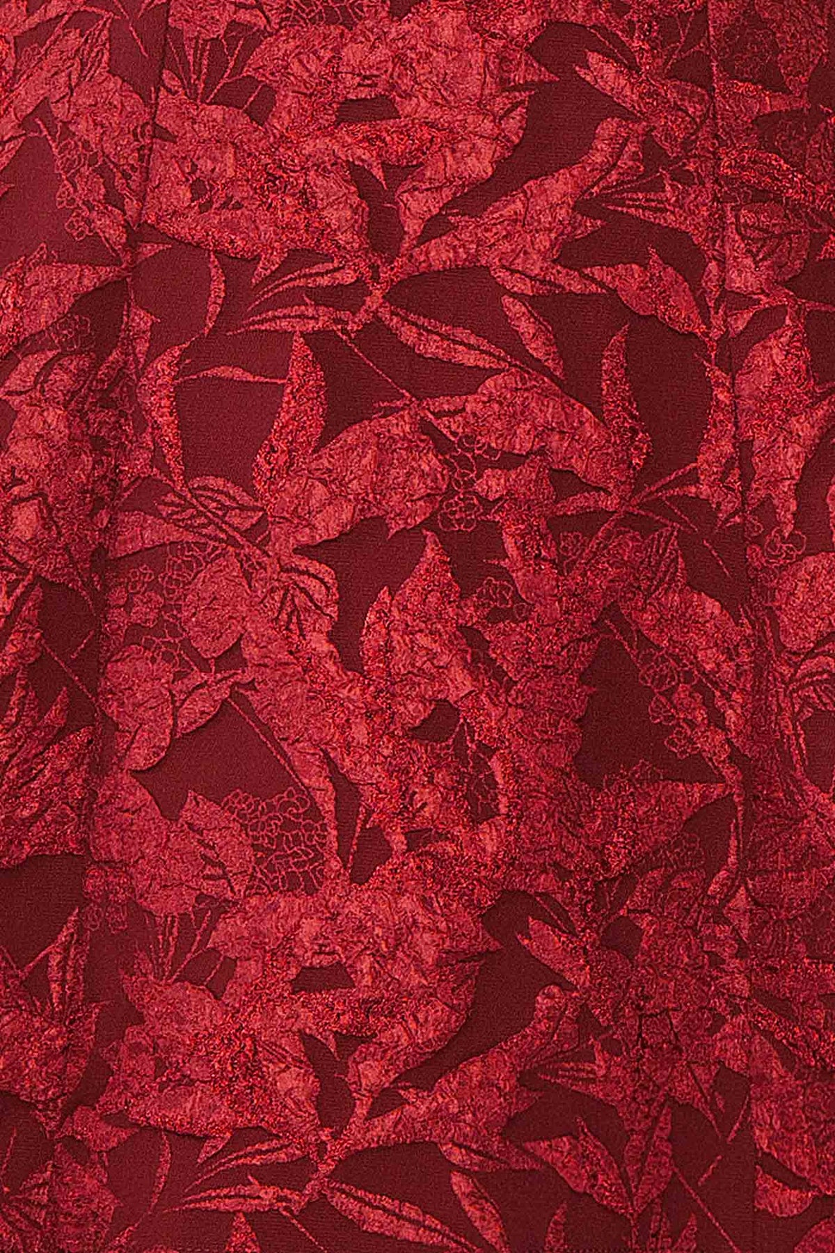 fabric view of Adalise burgundy Jacquard Short Dress at Boutique 1861
