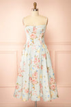 Adalla Floral Blue Midi Dress with Pockets | Boutique 1861 front view