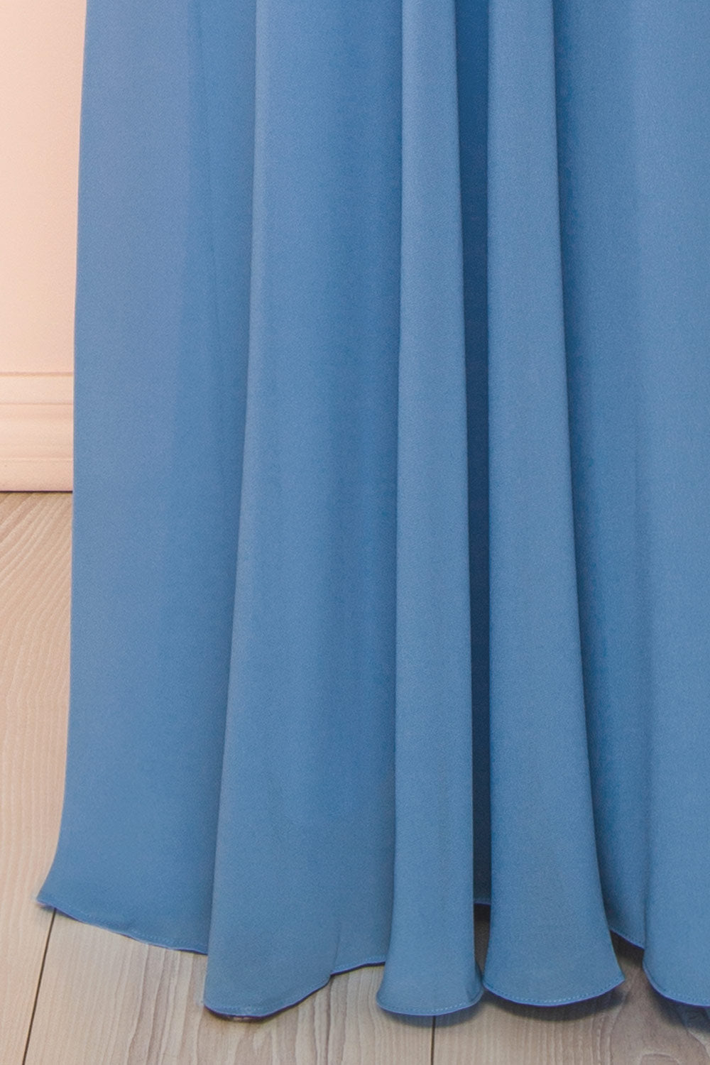Adelphia Blue V-Neck Chiffon Maxi Dress | Boutique 1861 bottom