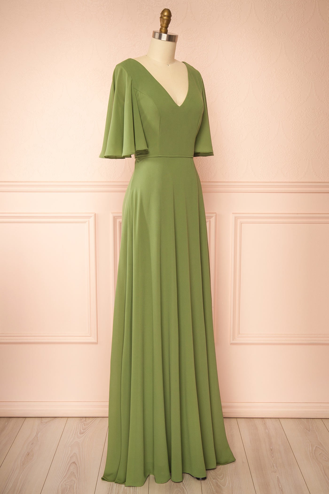 Adelphia Kaki | Robe Maxi en Chiffon