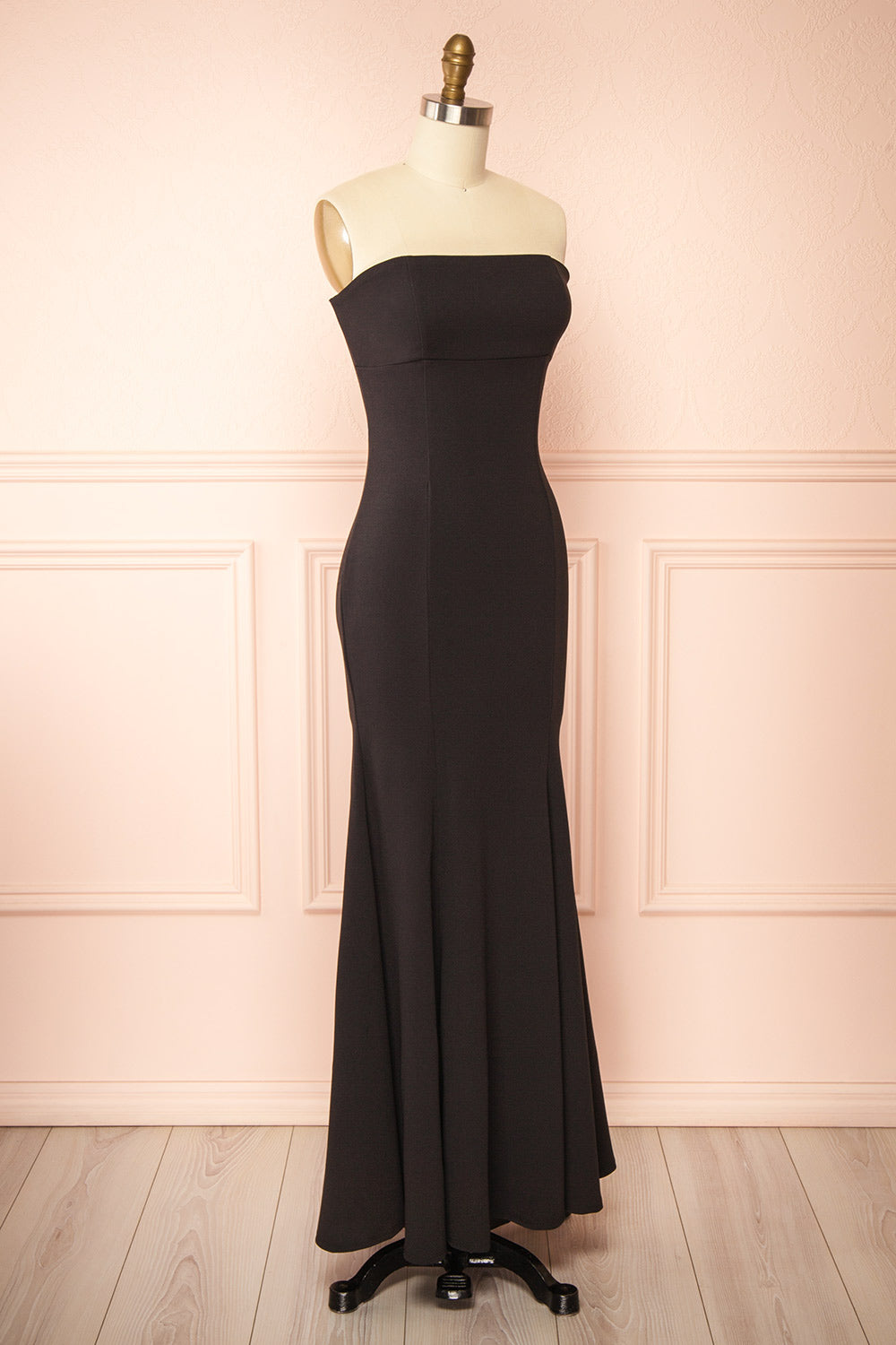 Aeji Black Strapless Mermaid Dress w/ Corset Back | Boutique 1861 side view