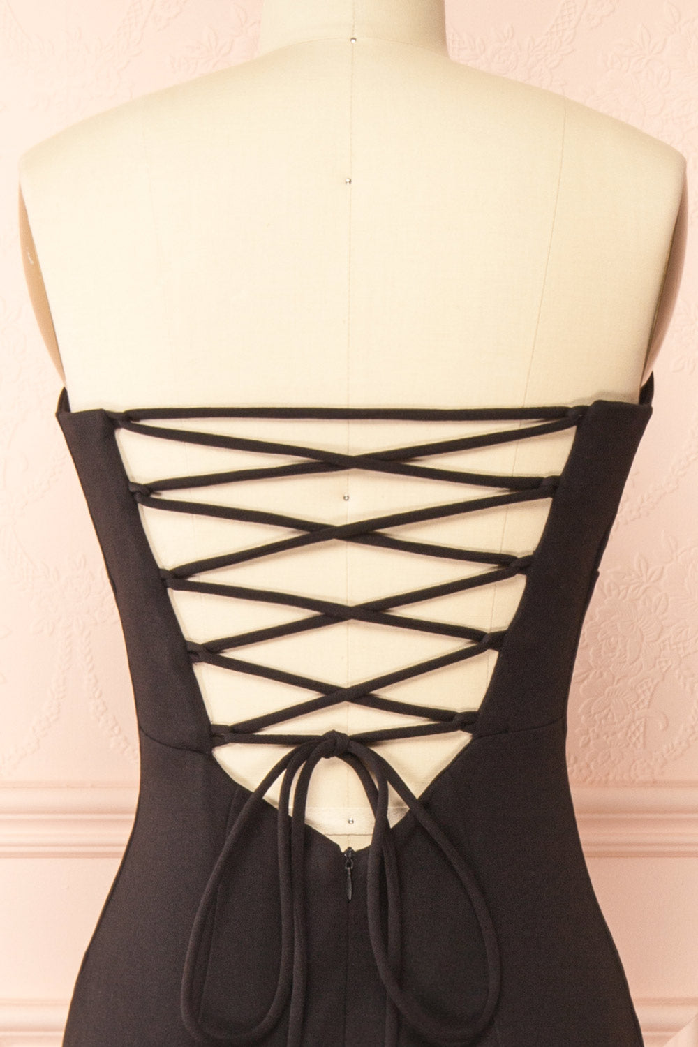 Aeji Black Strapless Mermaid Dress w/ Corset Back | Boutique 1861 back