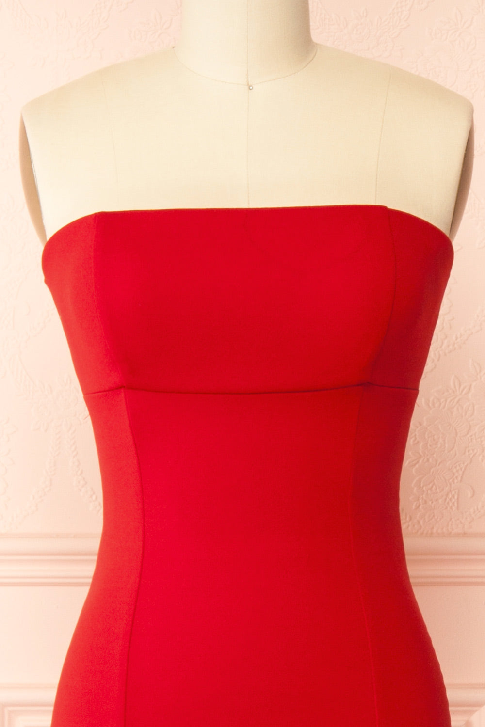 Aeji Red Strapless Mermaid Dress w/ Corset Back | Boutique 1861 front