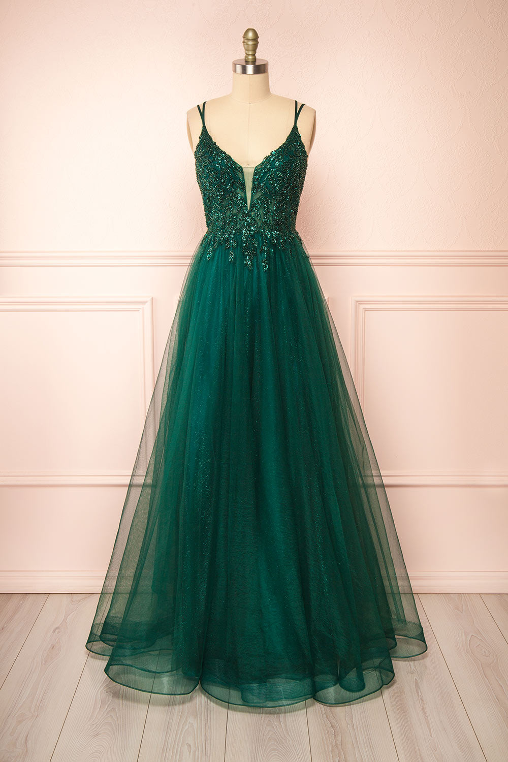 Aethera Green | Sparkling Beaded A-Line Maxi Dress Aethera Green | Sparkling Beaded A-Line Maxi Dress