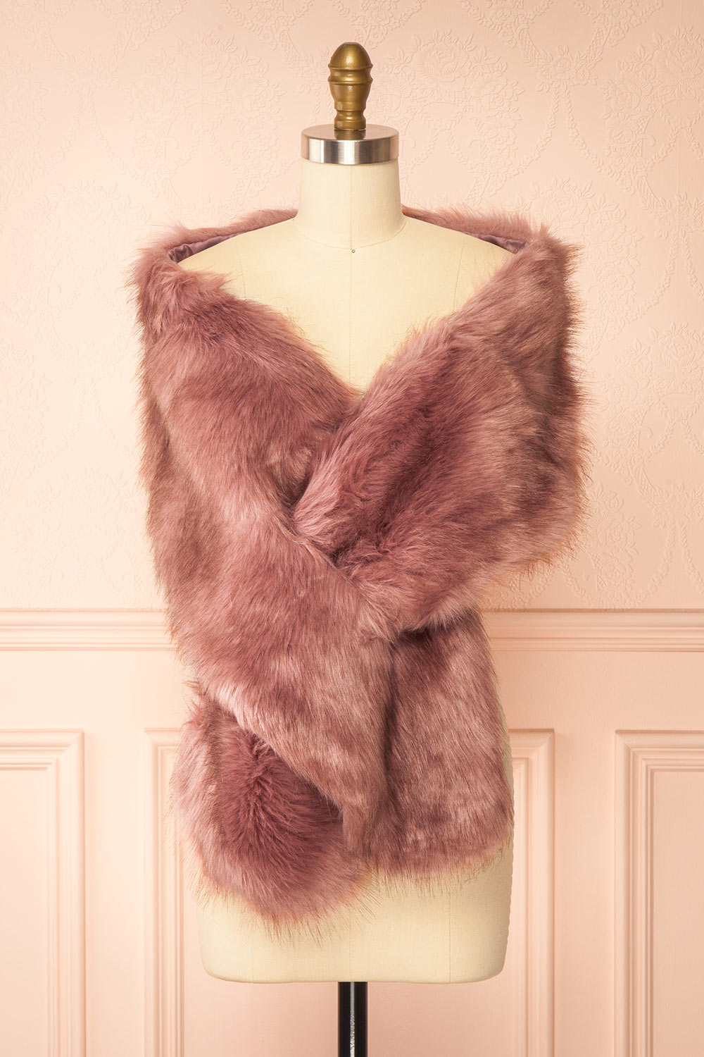 Aglae Mauve Faux Fur Shawl Wrap | Boudoir 1861 front view