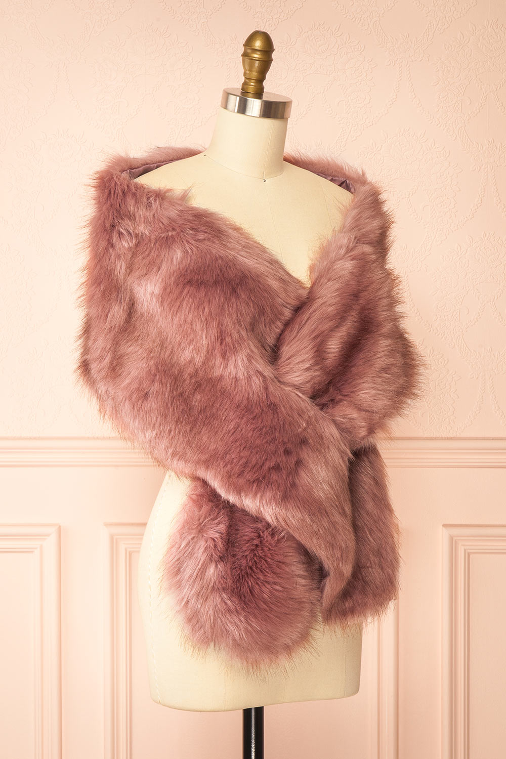 Aglae Mauve Faux Fur Shawl Wrap | Boudoir 1861 side view