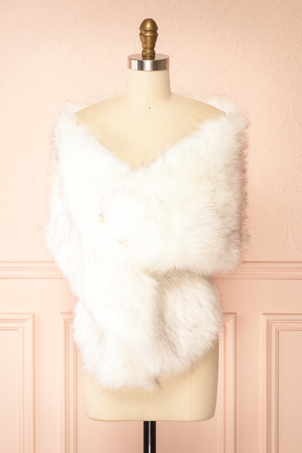 Aglae Silver Faux Fur Shawl Wrap | Boudoir 1861 front view