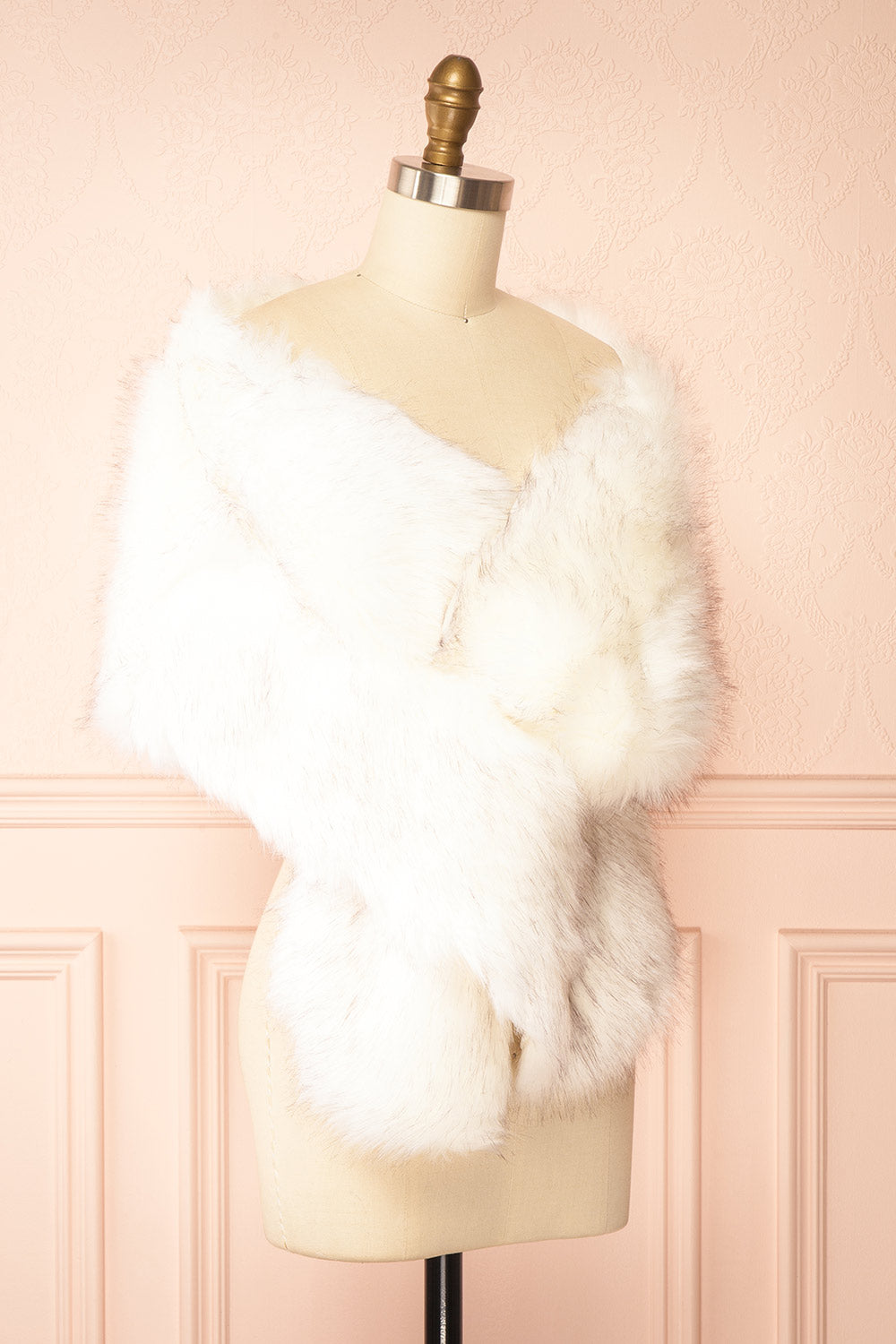 Aglae Silver Faux Fur Shawl Wrap | Boudoir 1861 side view