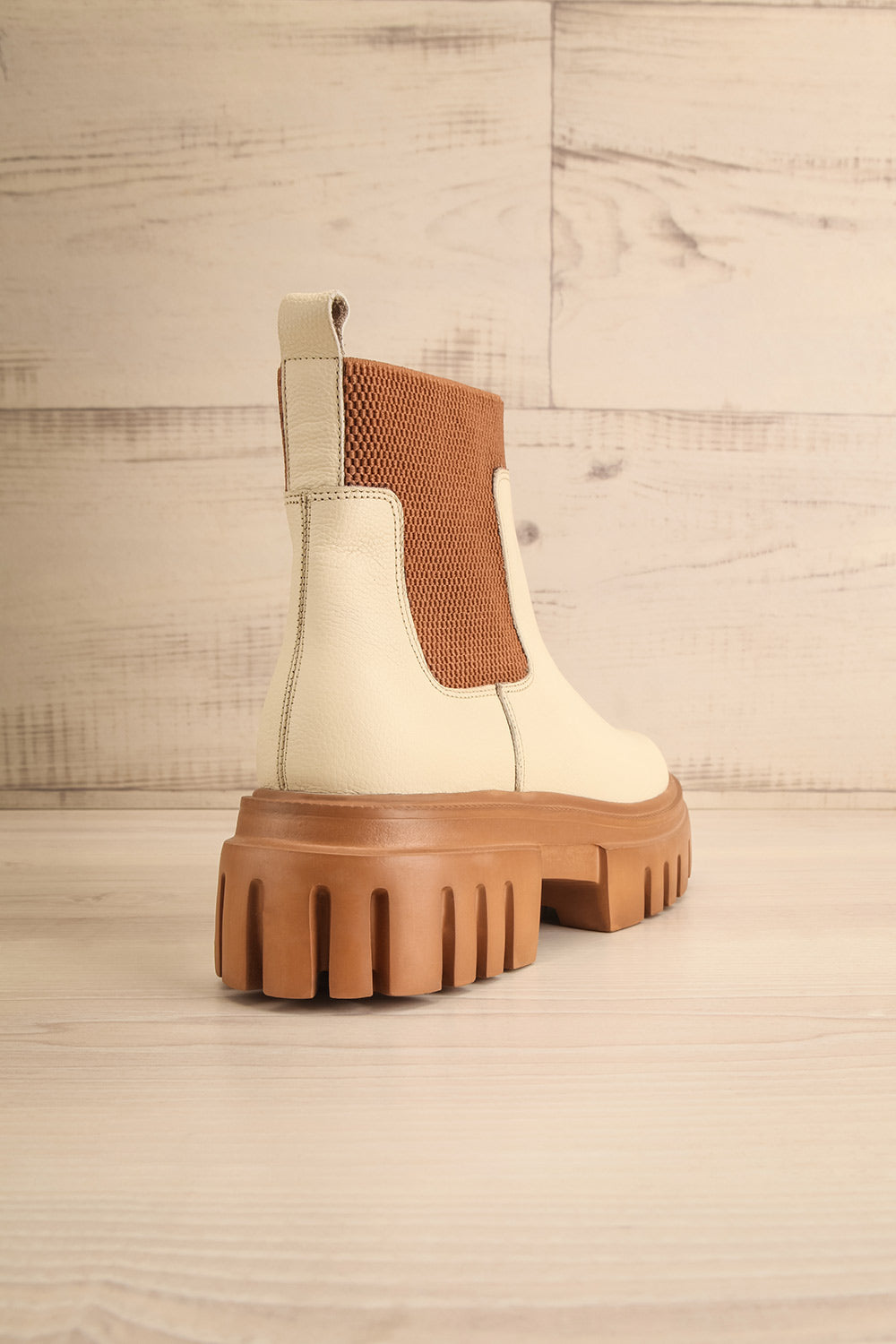 Agora Ivory Cleated Chelsea Boots | La petite garçonne back view