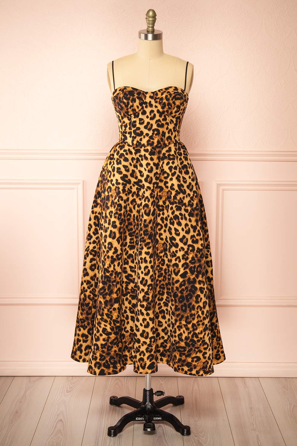 Aidan Leopard Bustier Midi Dress Boutique 1861