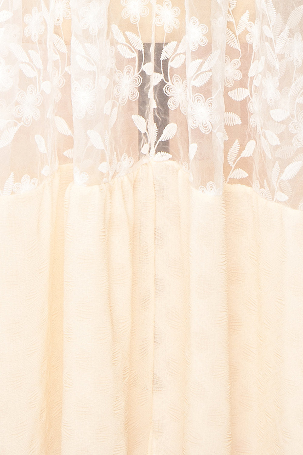 Ailee Beige & White Tiered Midi Dress w/ Embroidery | Boutique 1861 fabric