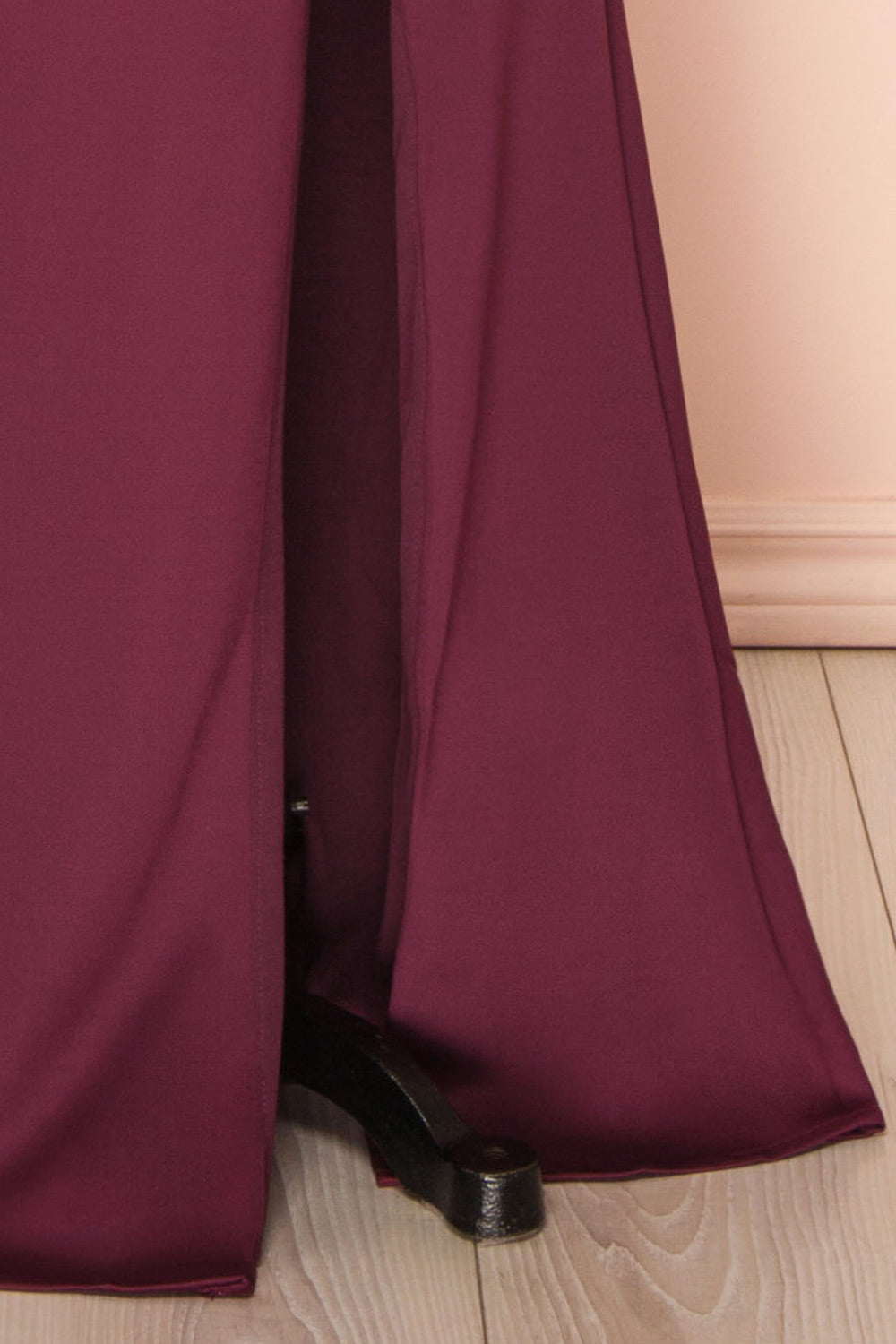 Ailsa Burgundy Strapless Gown w/ High Slit | Boutique 1861 bottom