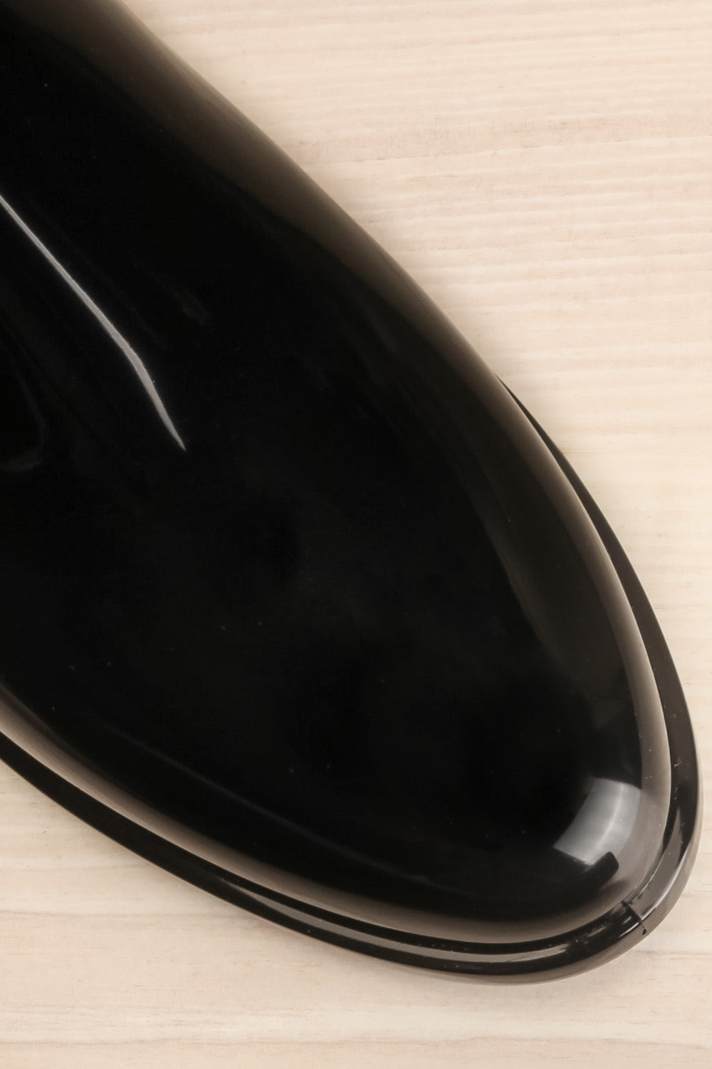 Ainea Black Glossy Ankle Rain Boots | La petite garçonne flat close-up