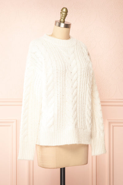Aishlee Ivory Oversized Knit Sweater | Boutique 1861 side view