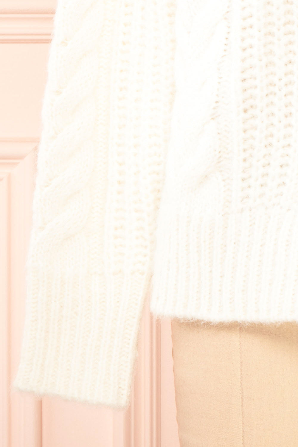 Aishlee Ivory Oversized Knit Sweater | Boutique 1861 sleeve