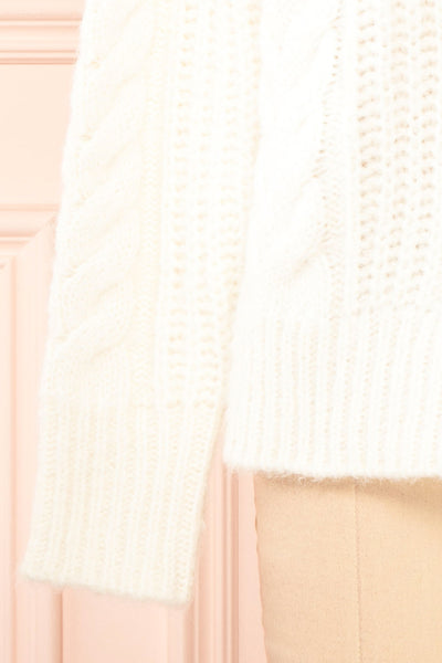 Aishlee Ivory Oversized Knit Sweater | Boutique 1861  sleeve