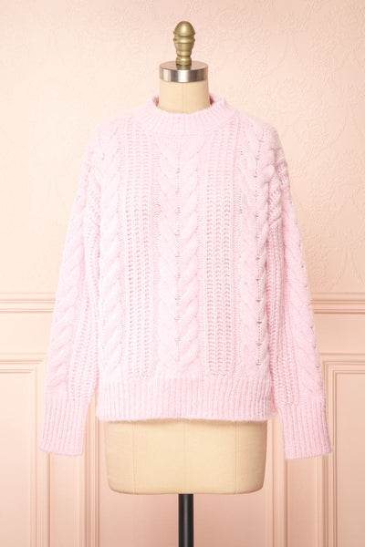 Aishlee Pink Oversized Knit Sweater | Boutique 1861 front view