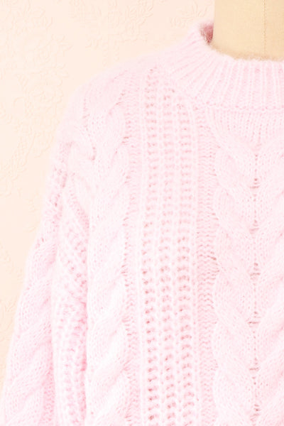 Aishlee Pink Oversized Knit Sweater | Boutique 1861 front close-up