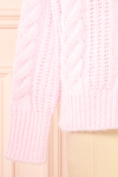 Aishlee Pink Oversized Knit Sweater | Boutique 1861 sleeve
